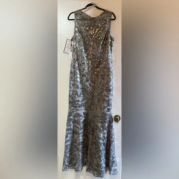 mermaid dress macys Fascination Plus-Size Ivory Sequin Lace Formal Dress Ivory/Nude / 12